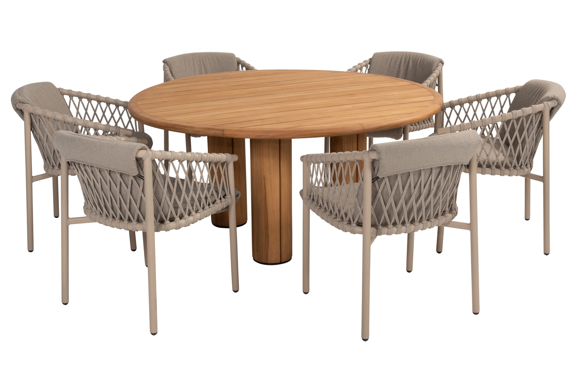 Allora dining set Latte with Corsica 160cm table teak - Complete Set