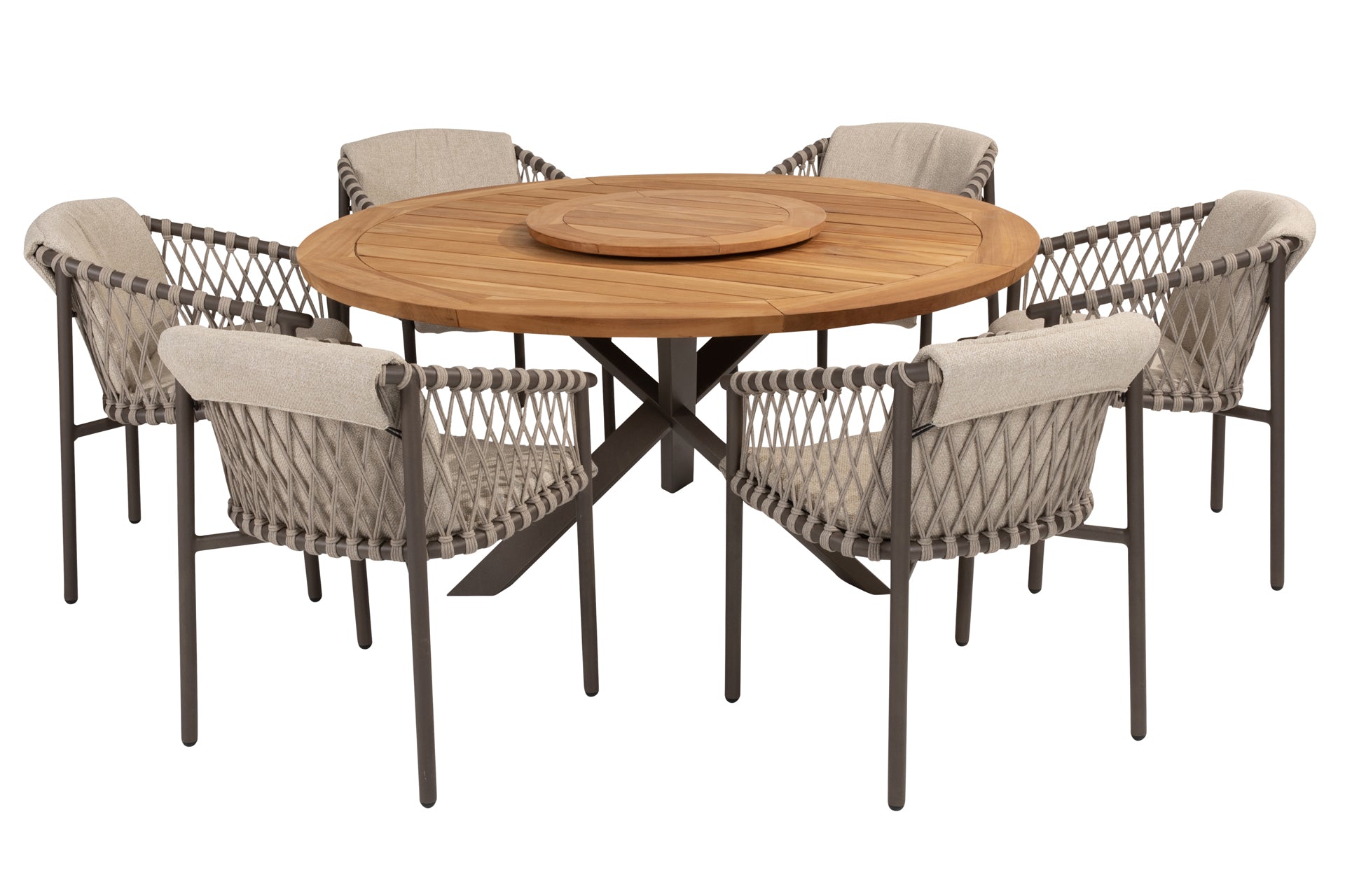 Allora dining set with Prado dining table 160cm Terre legs and Lazy Susan - Complete Set