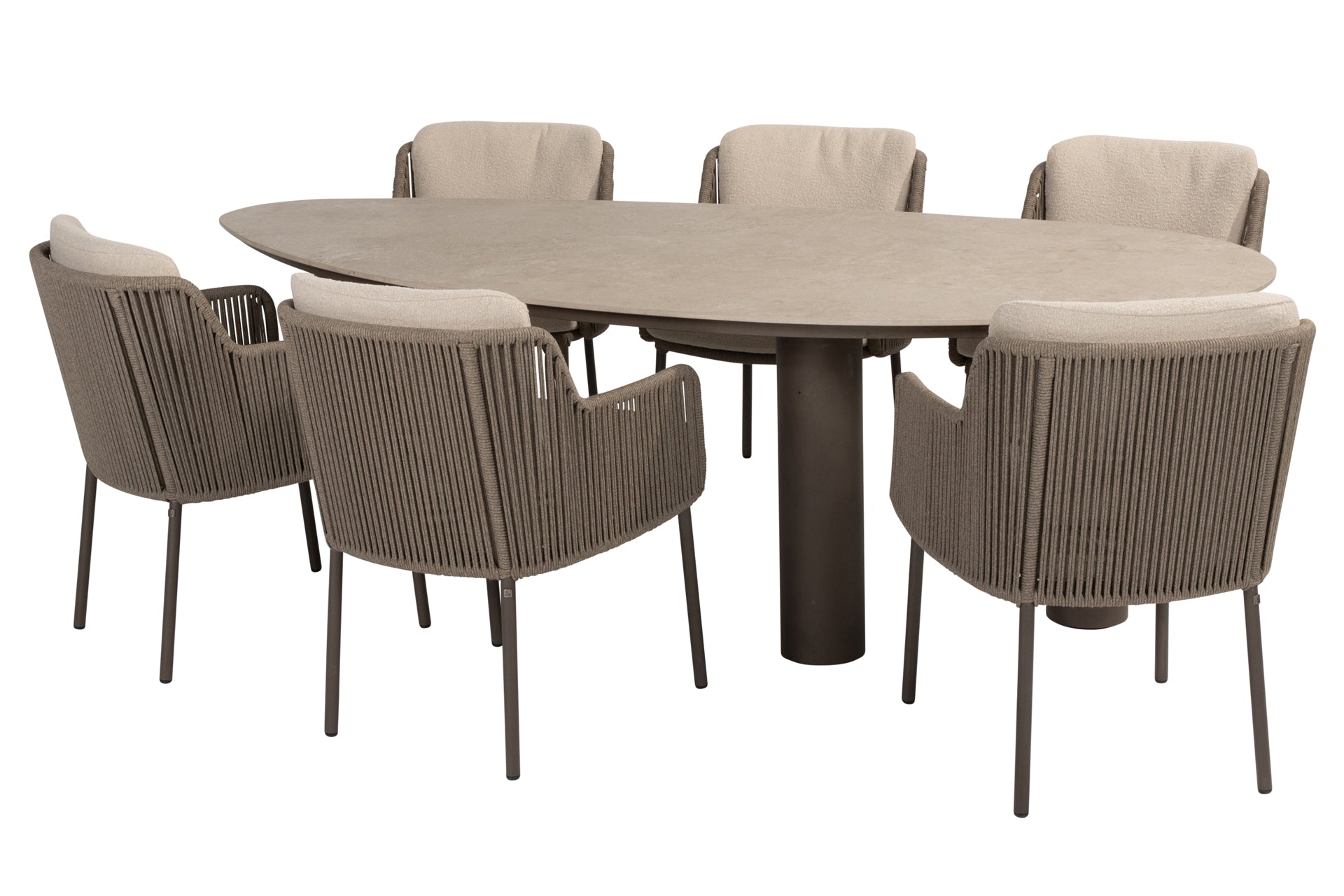 Bernini dining set Terre with Arizona dining table pebble shape ceramic 240x120cm - Complete Set
