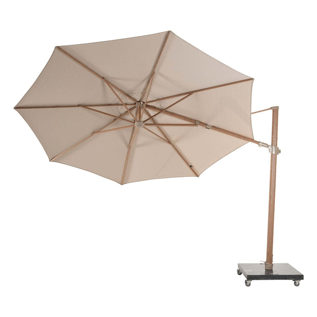 4 Seasons Outdoor Siesta Premium 350 cm. Ø Sand mit Holz Look -Rahmen