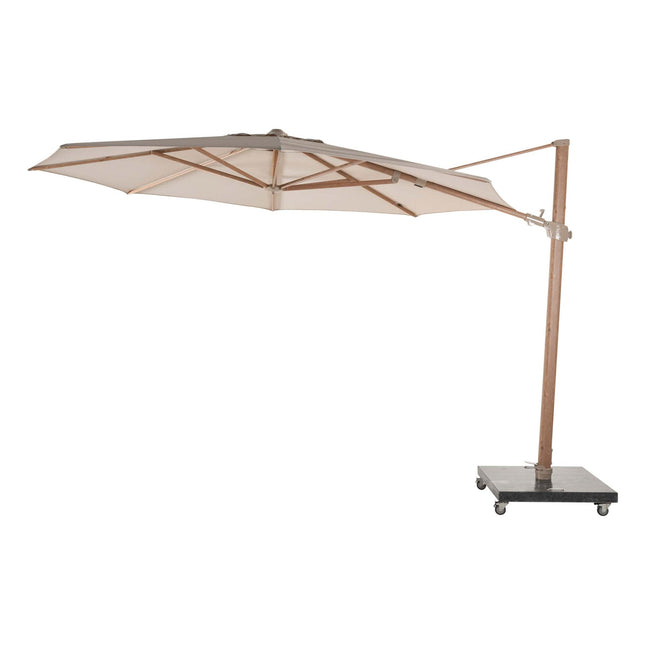 4 Seasons Outdoor Siesta Premium 350 cm. Ø Sand mit Holz Look -Rahmen