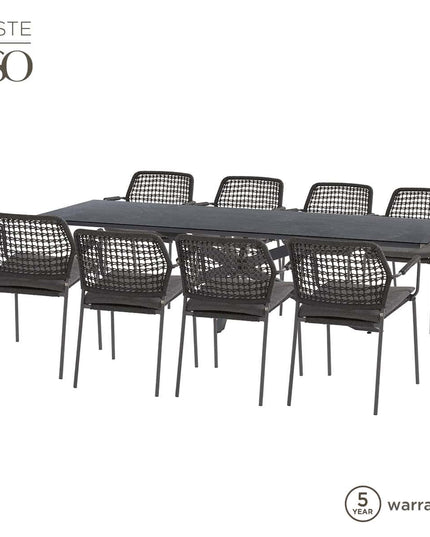 Taste 4SO Barista Dining Anthrazit + Minerva Tisch HPL Blatt Dunkelgrau 280 x 95 cm