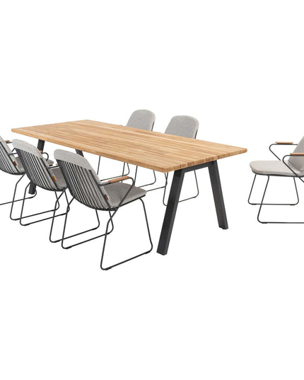 4 Seasons Outdoor Veneto Dining Anthrazit + Taste 4SO Ambassador Teaktabelle 240 x 100 cm