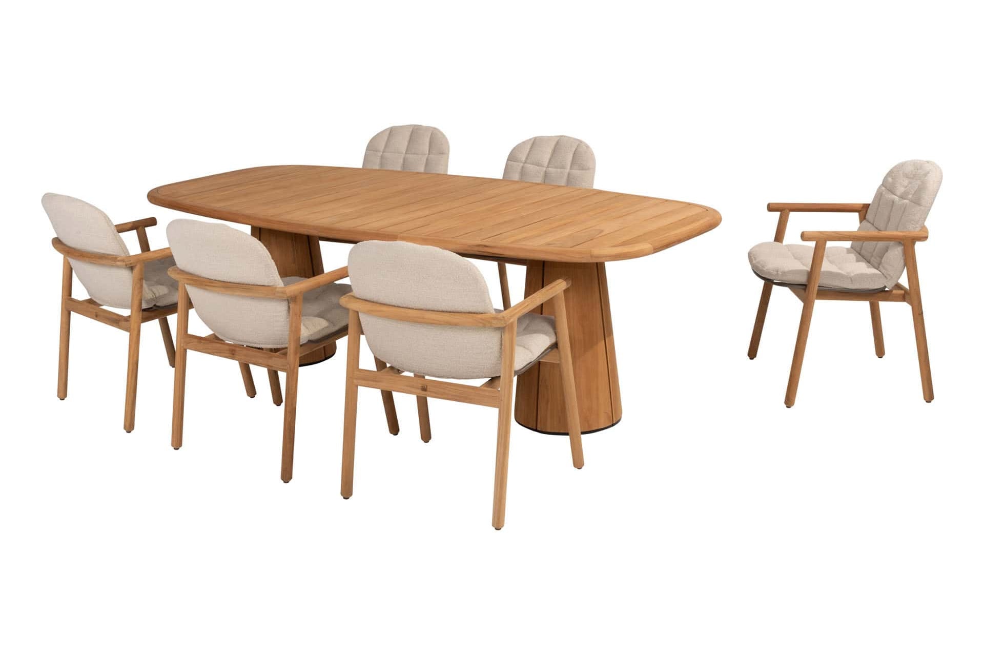 Taste 4SO Samos Essstuhl (6 St.) + Taste 4SO Capri Tisch Fassform Teak 240 cm