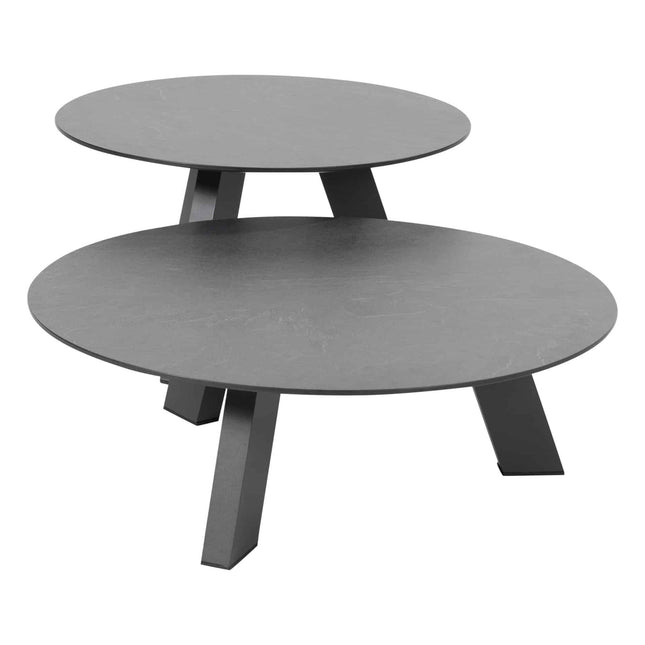 4 Seasons Outdoor kosmischer Kaffeetisch mit HPL -Tischtisch -Top -Schiefer -Anthrazit 78 cm. Ø (H 25)