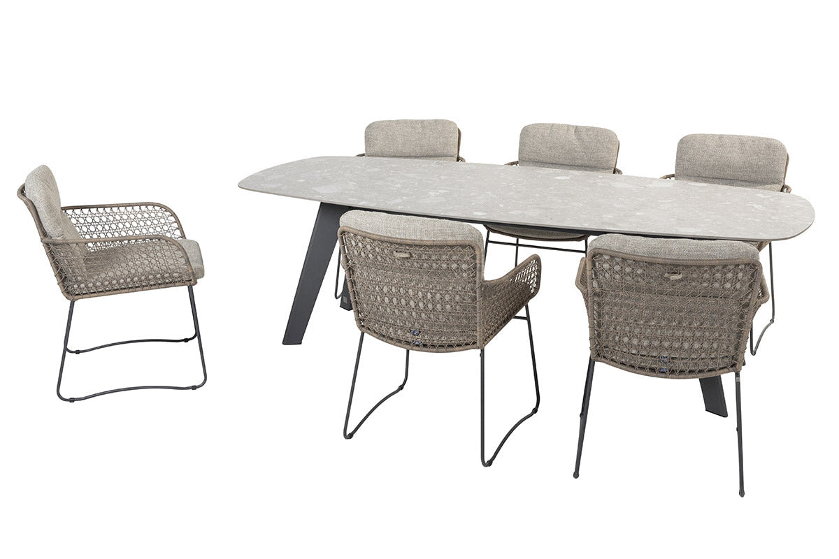 4SO Aprilla Dining-Set pure (6-tlg.) + Montana Tisch 240x103 cm