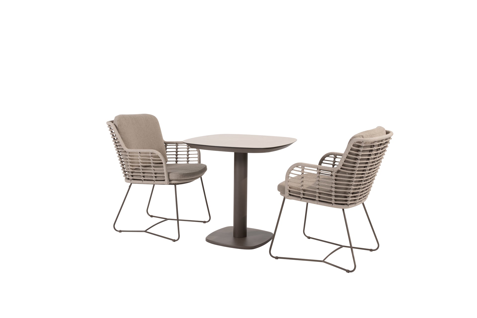 Fabrice bistro set terre with Manolo dining table printed ceramic top 75x75 terre - Complete Set