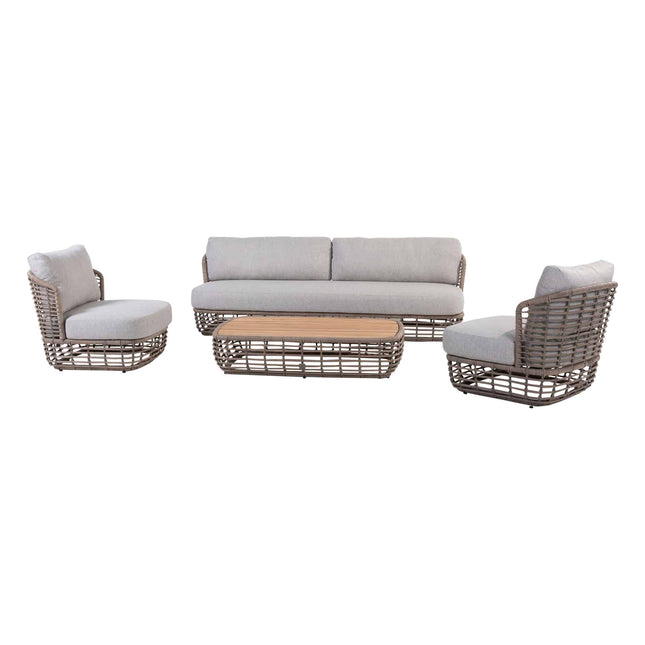 4 Seasons Outdoor Lugano Couchtisch mit Teakleiter 130 x 80 x 30 cm.