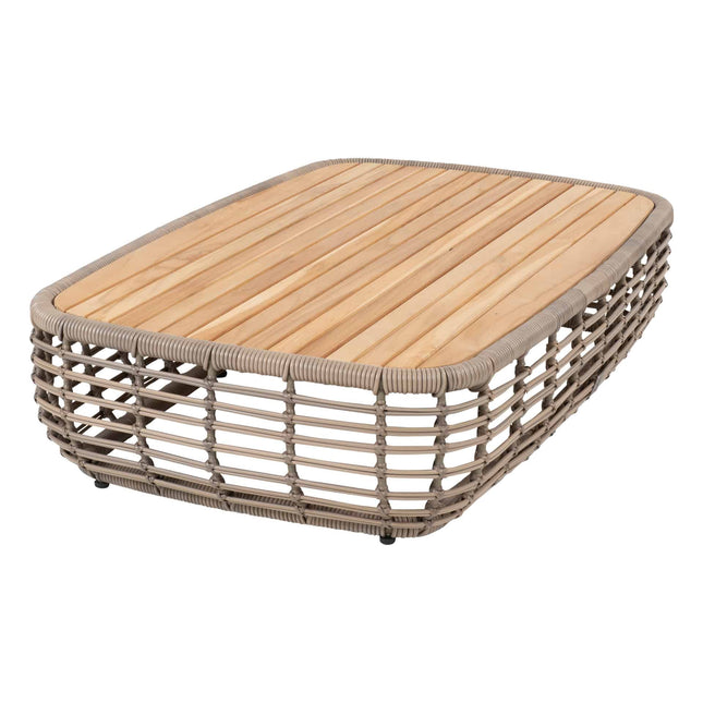 4 Seasons Outdoor Lugano Couchtisch mit Teakleiter 130 x 80 x 30 cm.