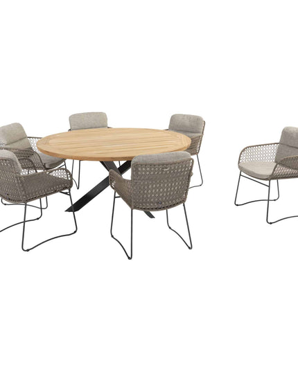 4 Seasons Outdoor Aprilla Dining Pure + Taste 4SO Prado Teak Tabelle 160 Ø CM