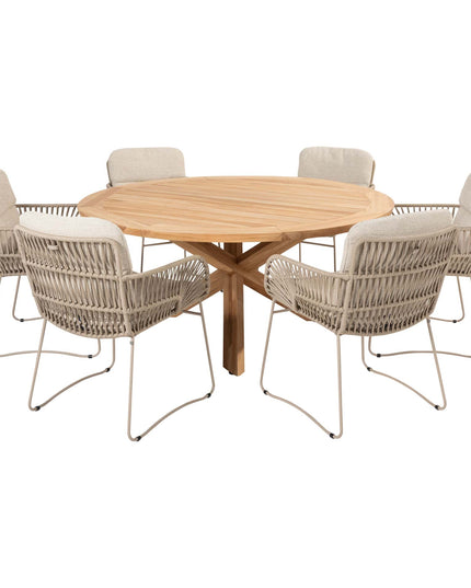 4 Seasons Outdoor Murcia Dining Latte + Taste 4SO Prado Teak Tabelle 160 Ø CM