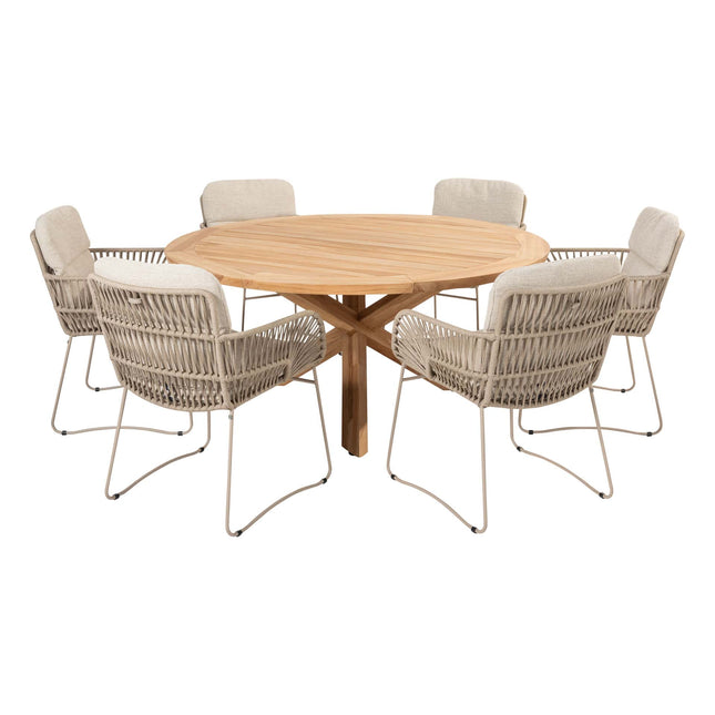 4 Seasons Outdoor Murcia Dining Latte + Taste 4SO Prado Teak Tabelle 160 Ø CM