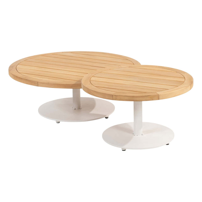 4 Seasons Outdoor Volta Teak Couchtisch Zentralbein Weiß 60 cm. Ø (H 35)