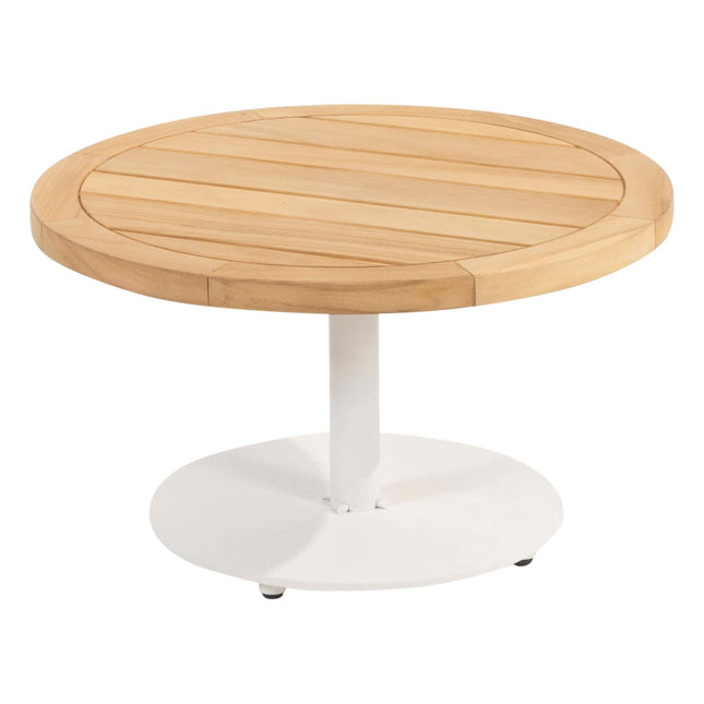 4 Seasons Outdoor Volta Teak Couchtisch Zentralbein Weiß 60 cm. Ø (H 35)