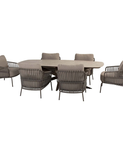 4 Seasons Outdoor Gartenset Capalbio Low Dining Chair + Nevada Low Ess Tisch-Fass-Form 250 cm Terre