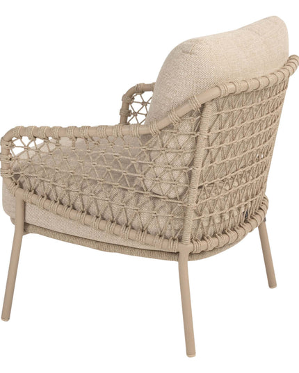 4 Seasons Outdoor Garten Sardinia niedriger Esstuhl + Taste 4SO Saba Low Dining Latte Basis mit Teaktisch 130 Ø CM