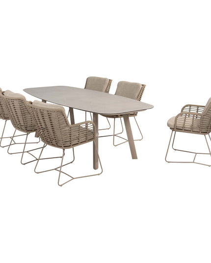 4 Seasons Outdoor Fabrice Essstuhl Latte + Taste 4SO Manolo Tisch Latte mit bedrucktem Keramiktisch Top 240 cm