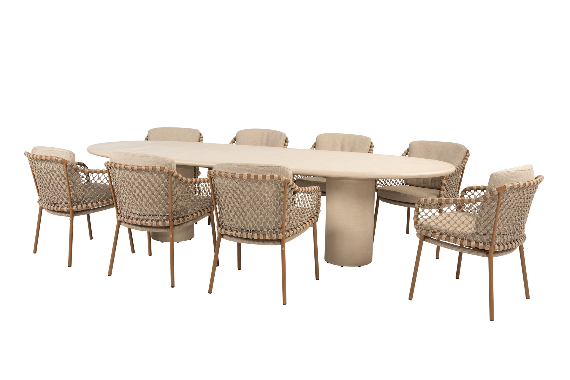 Martinique dining set amber with Hampton oval dining table 300 x 110 cm - Complete Set