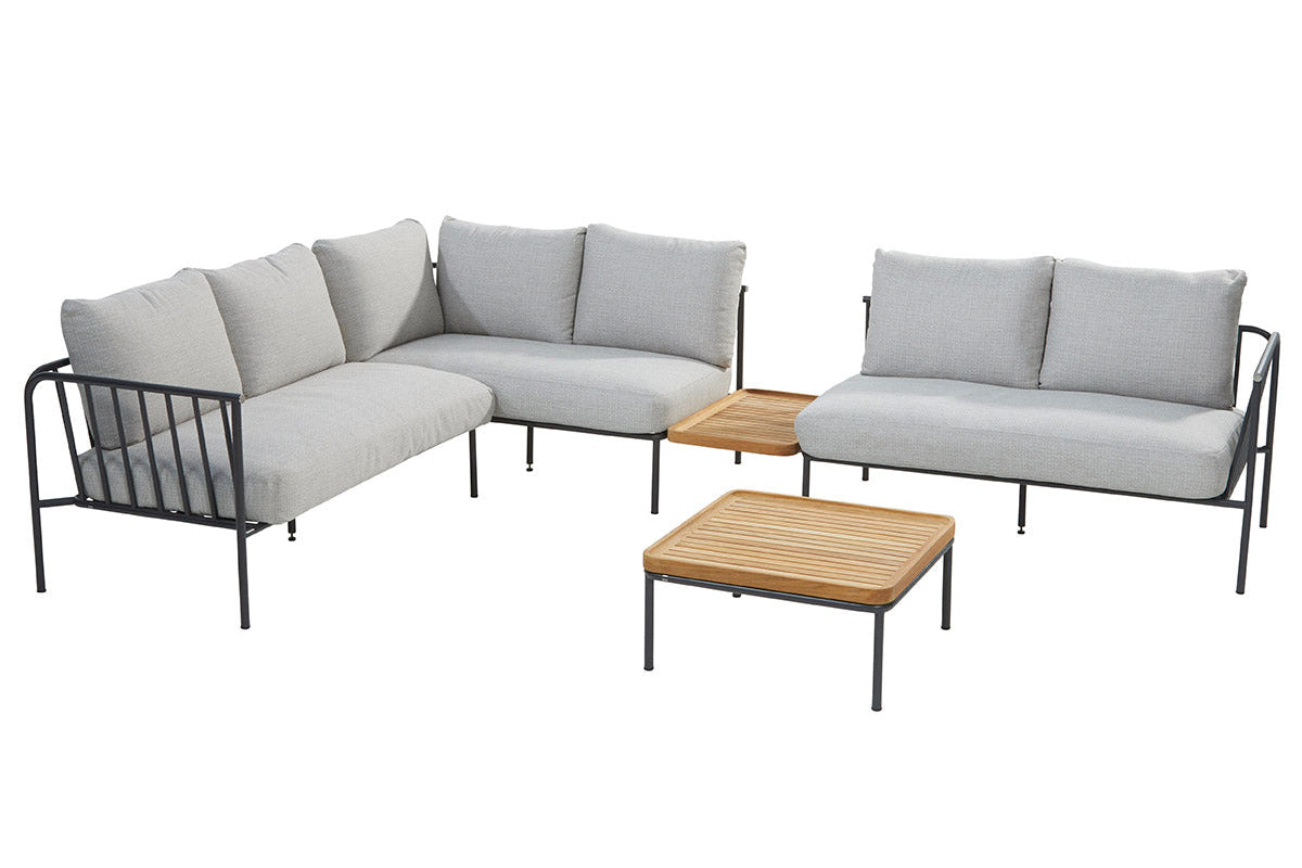 4SO Figaro Lounge-Set hellgrau mit Figaro Couchtisch 75x37 cm