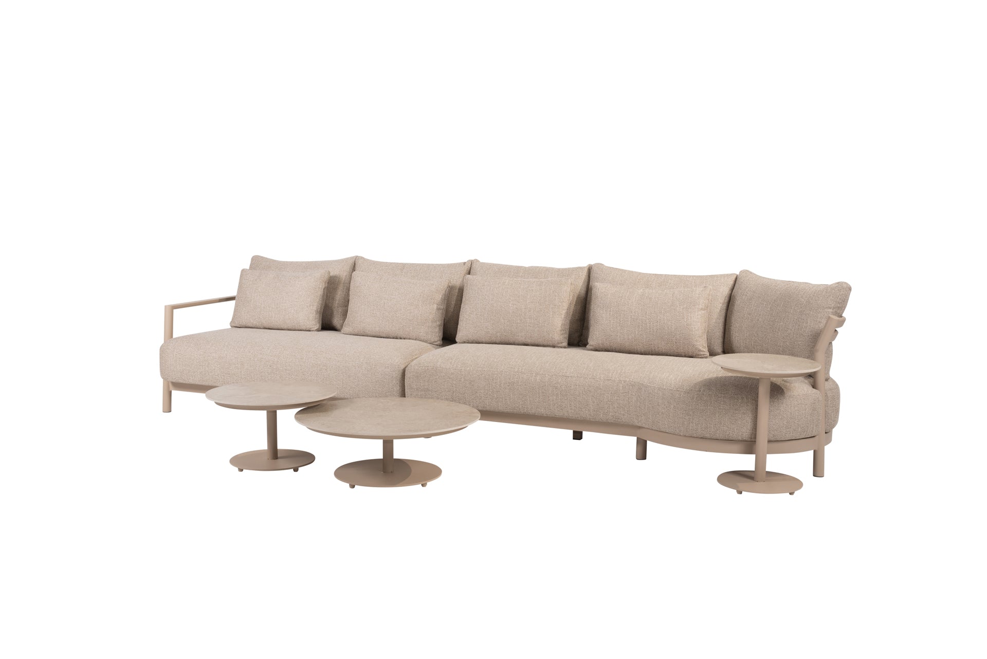 Mykonos modular bench latte with Boaz tables - Complete Set