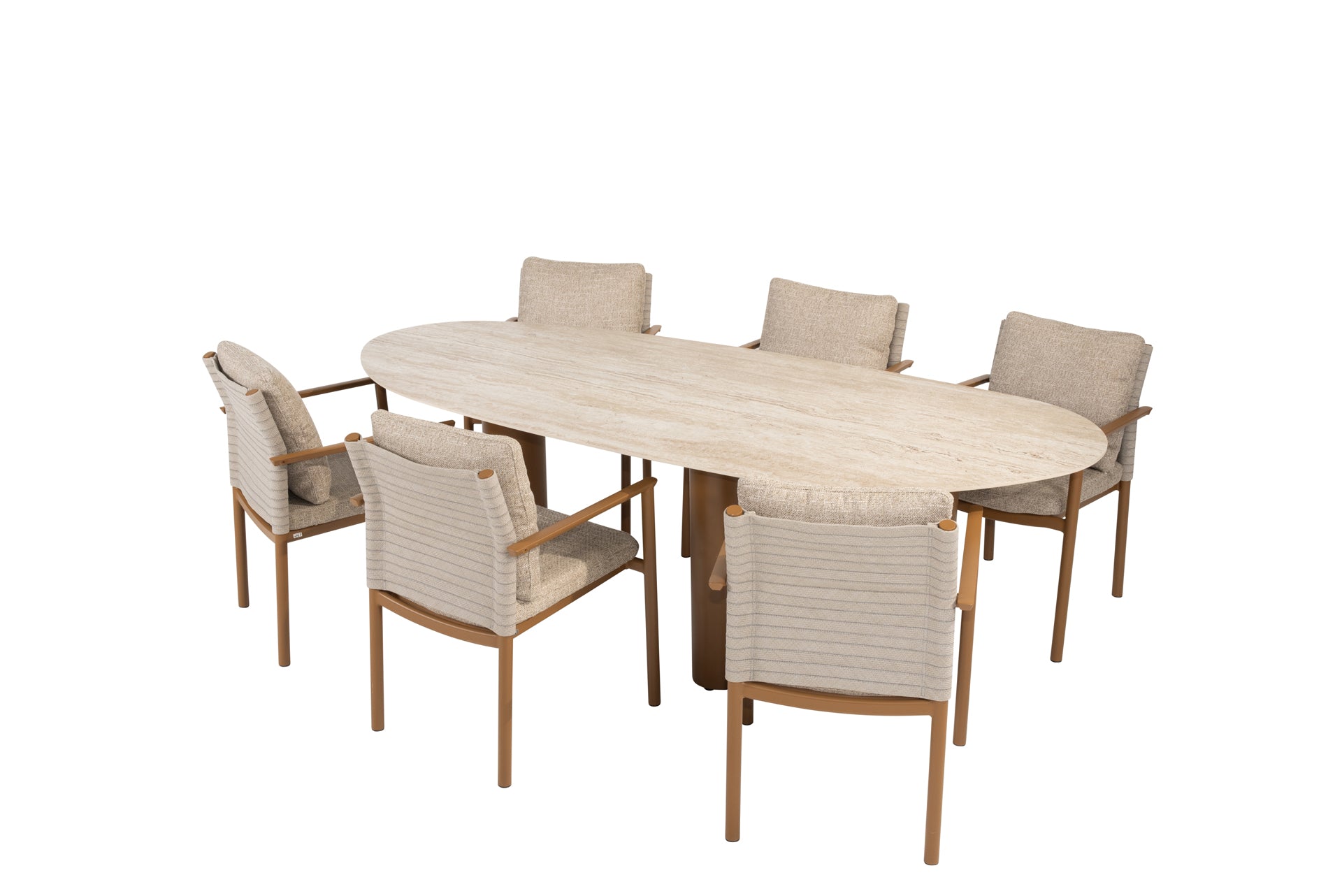 Safina dining set amber with Estate mango shape dining table amber - Complete Set
