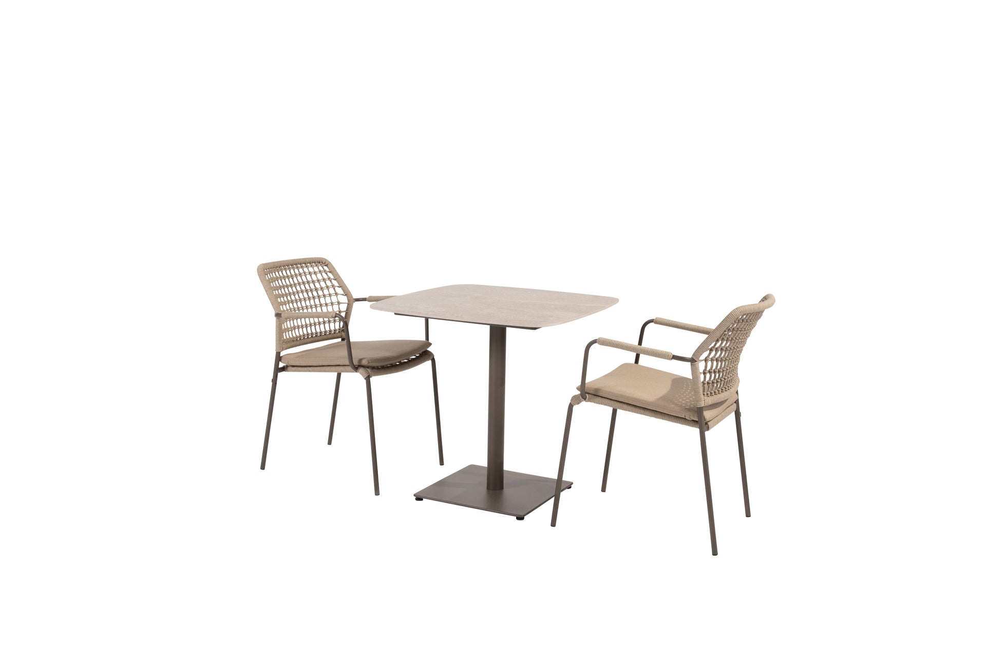 Barista bistro set with Vermont dining table ceramic top 75x75 terre - Complete Set