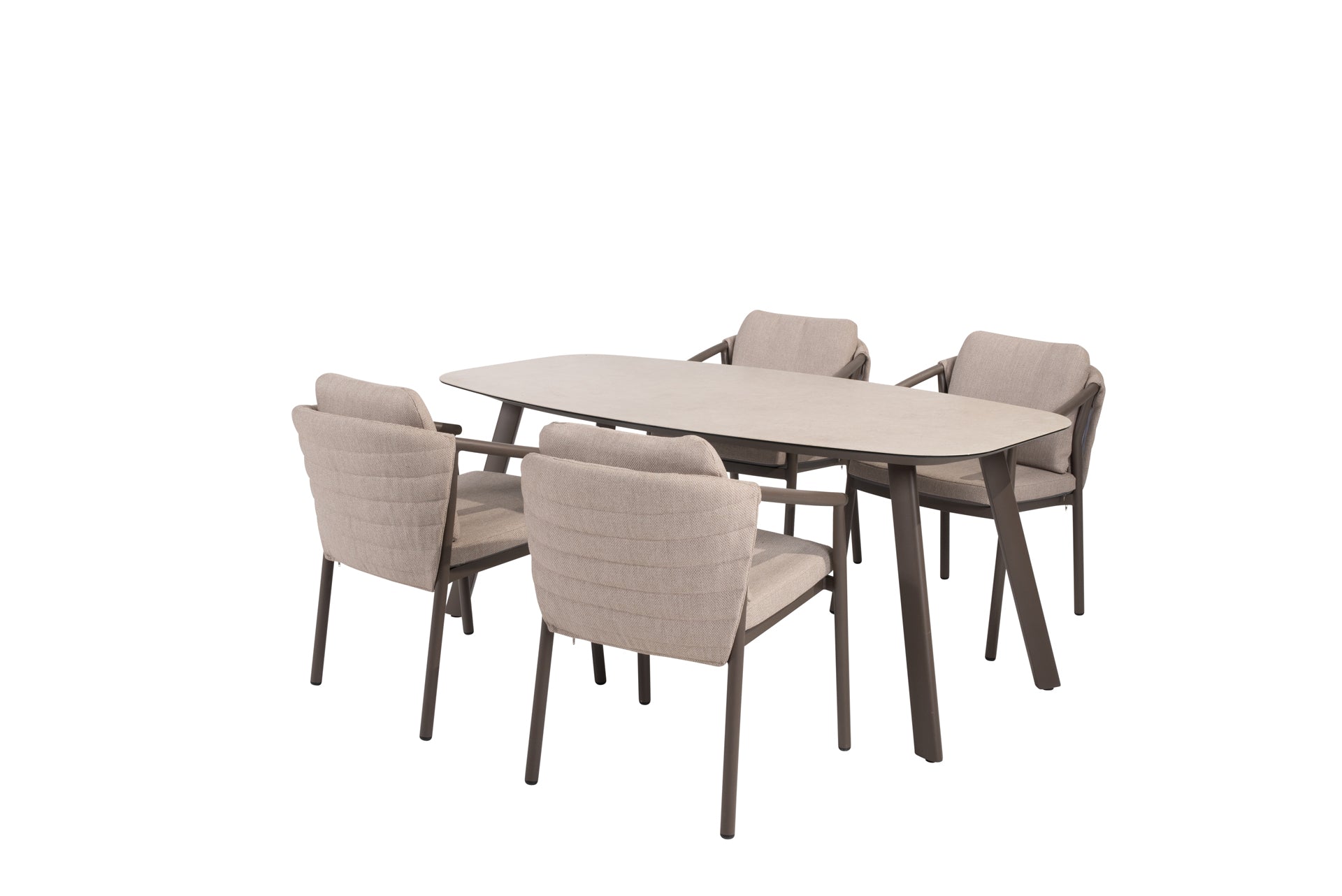 Barolo dining set terre with Manolo dining table terre printed ceramic 180x95cm - Complete Set