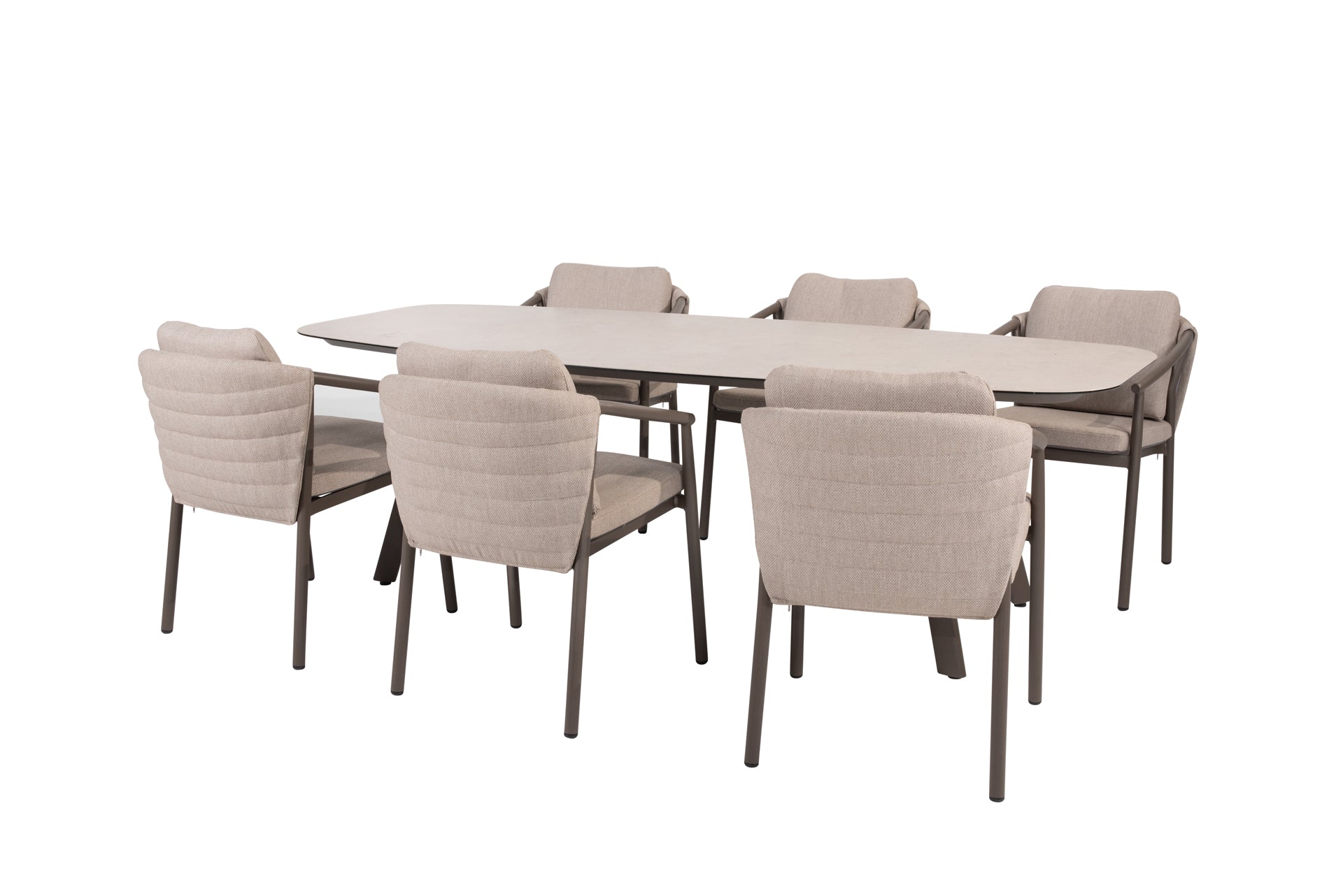 Barolo dining set terre with Manolo dining table ceramic 240x103cm terre - Complete Set