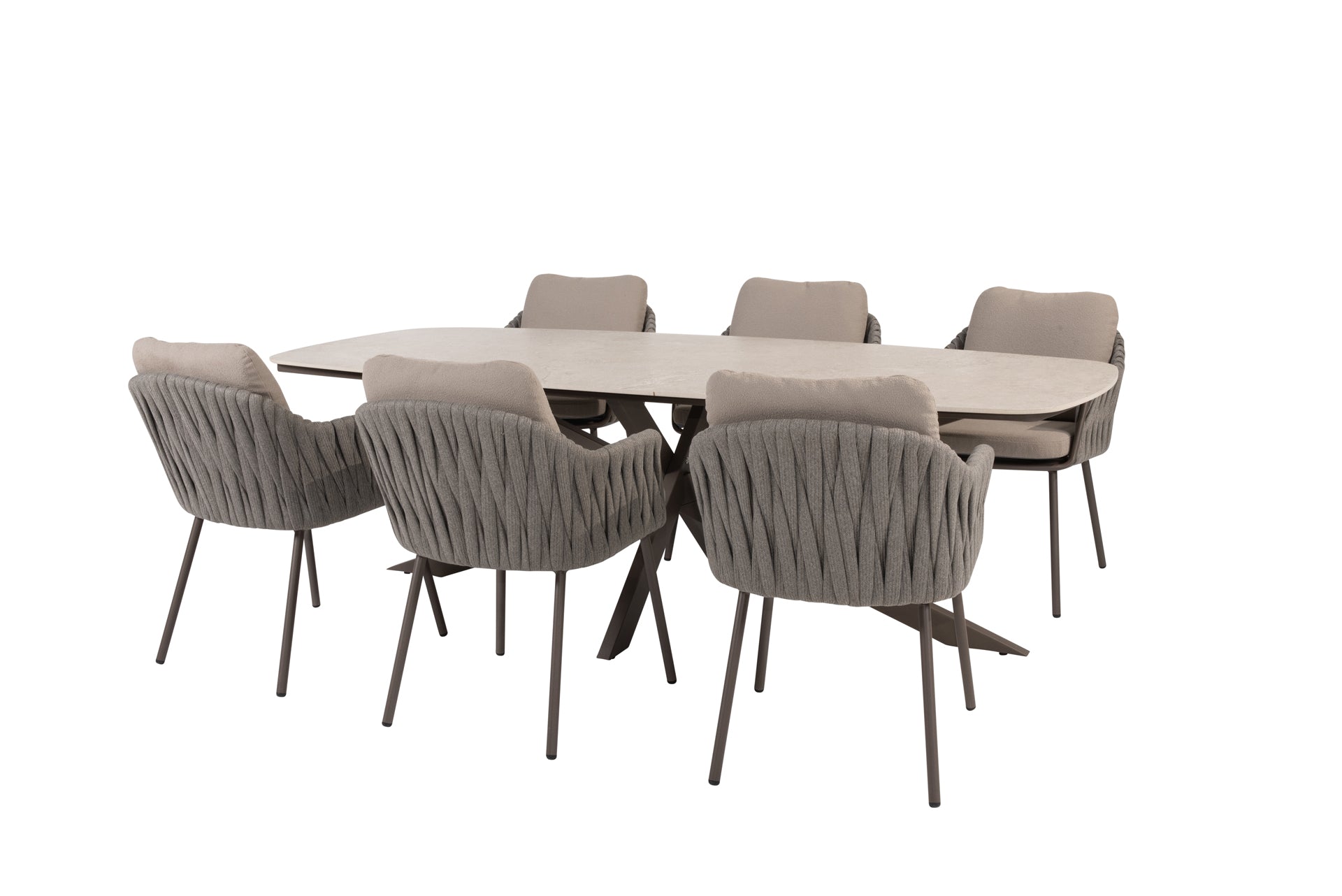 Cannes dining set terre with Prado dining table ceramic top 240x105cm terre - Complete Set