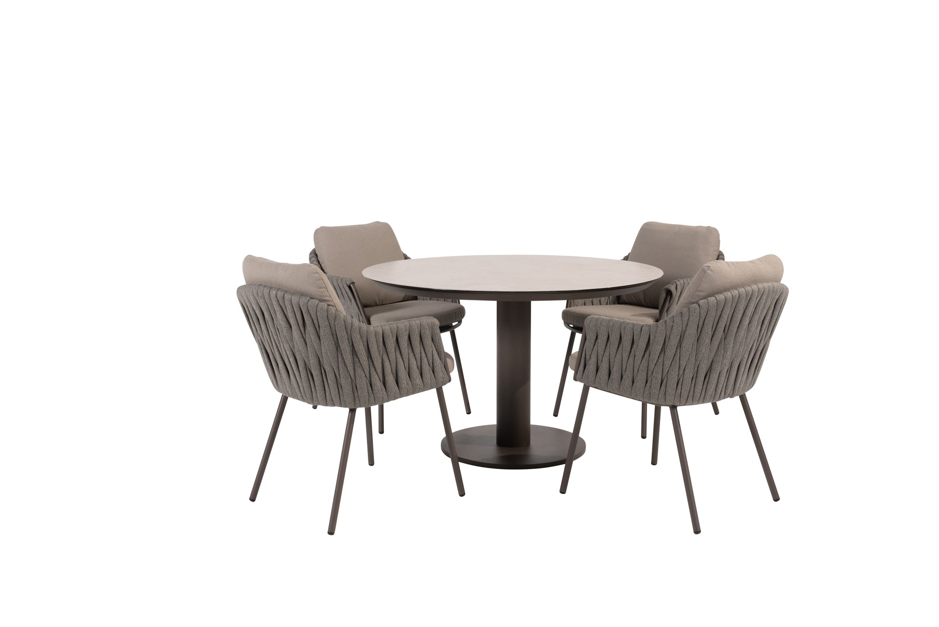 Cannes dining set terre with Sarah dining table printed ceramic top 120 cm terre - Complete Set