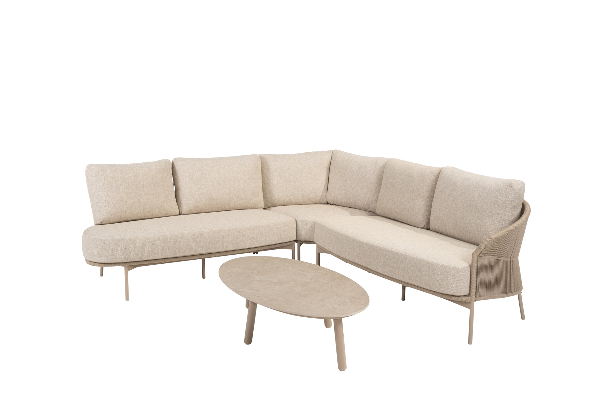 Florence modular corner lounge set latte with Salute table ellips - Complete Set