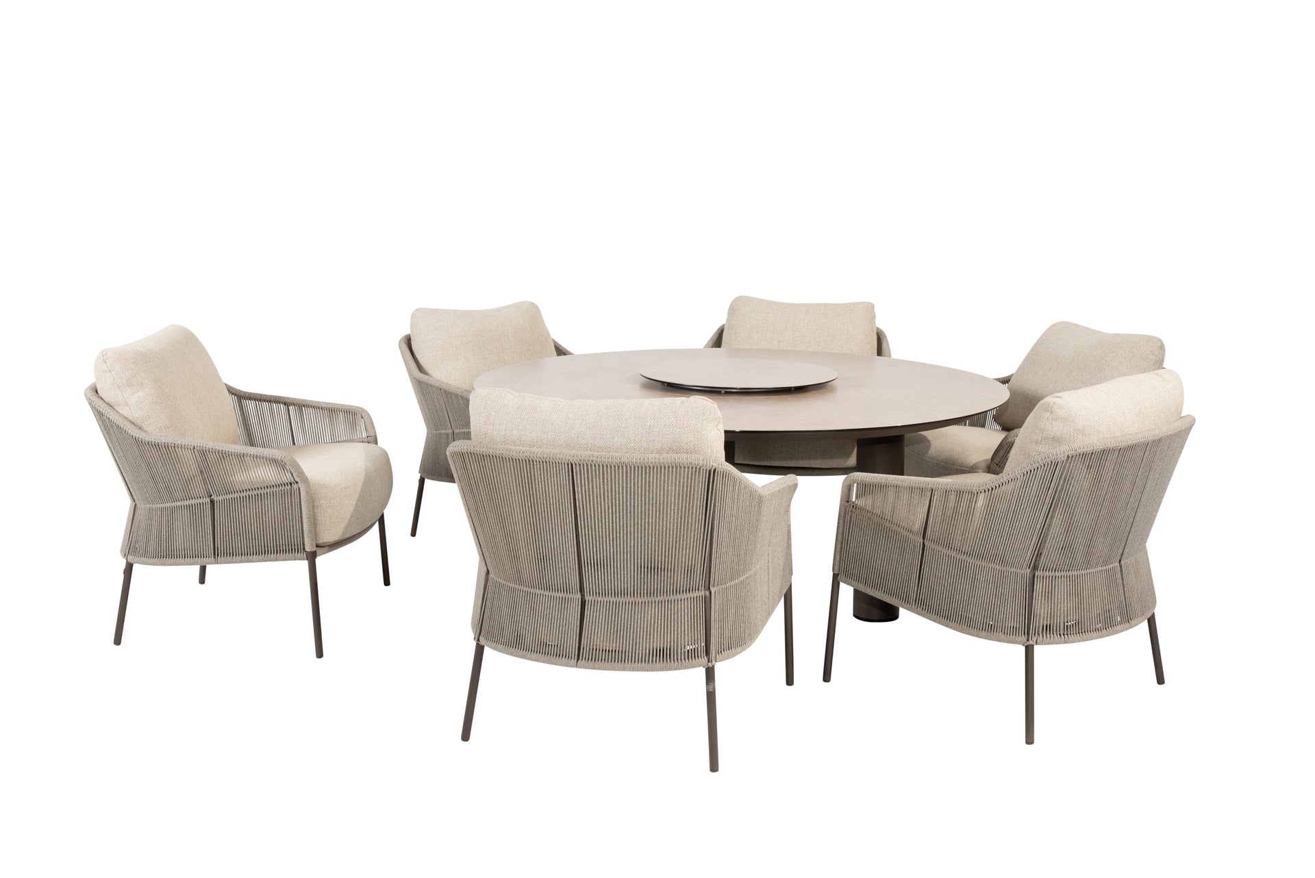 Florence low dining set terre with Donato low dining terre 160 cm + lazy susan terre 60cm - Complete Set