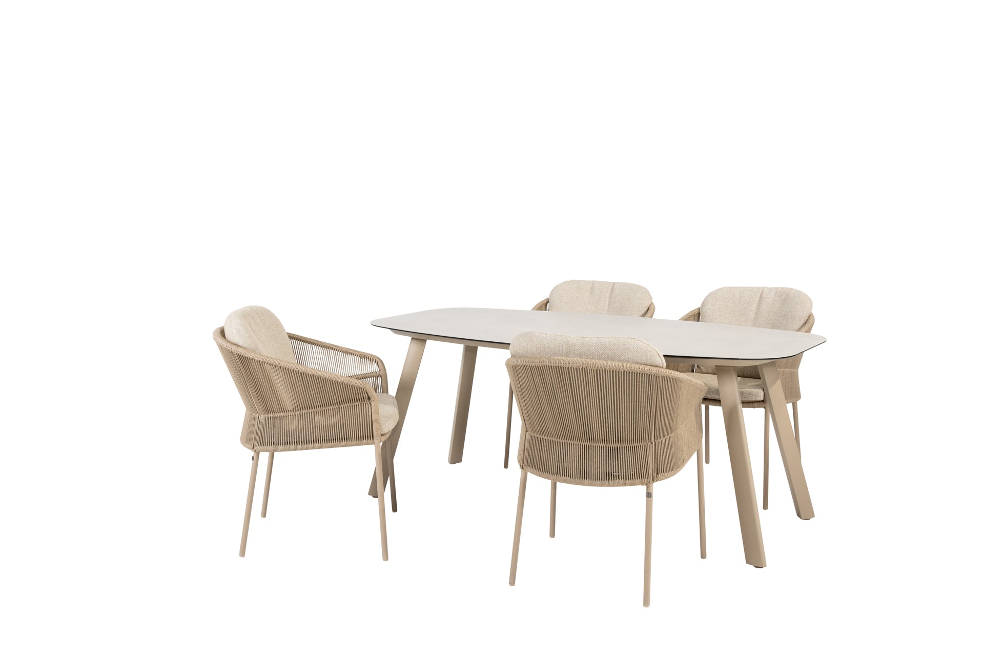 Florence dining set latte with Manolo dining table latte 180 x 95cm - Complete Set