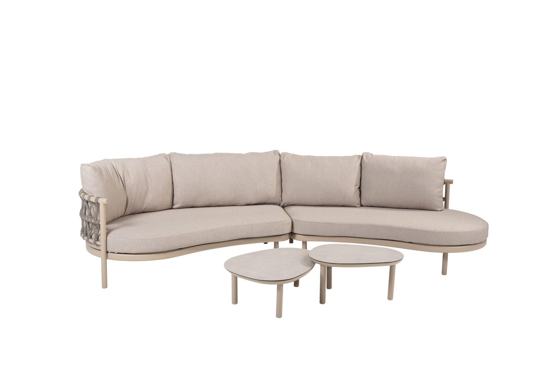 Piacenza modular bench latte with Monroe tables - Complete Set