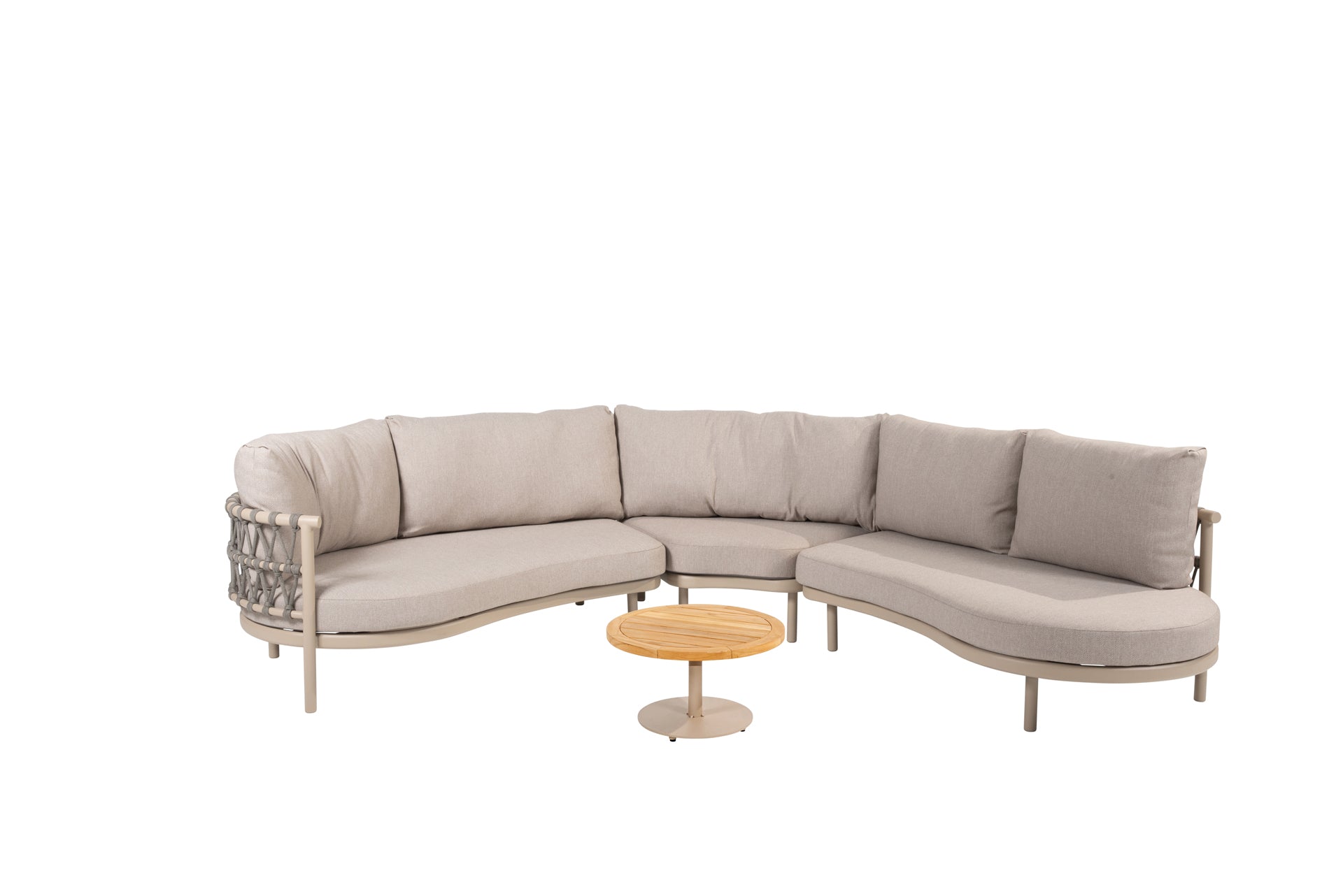 Piacenza modular corner lounge set latte with Volta table - Complete Set