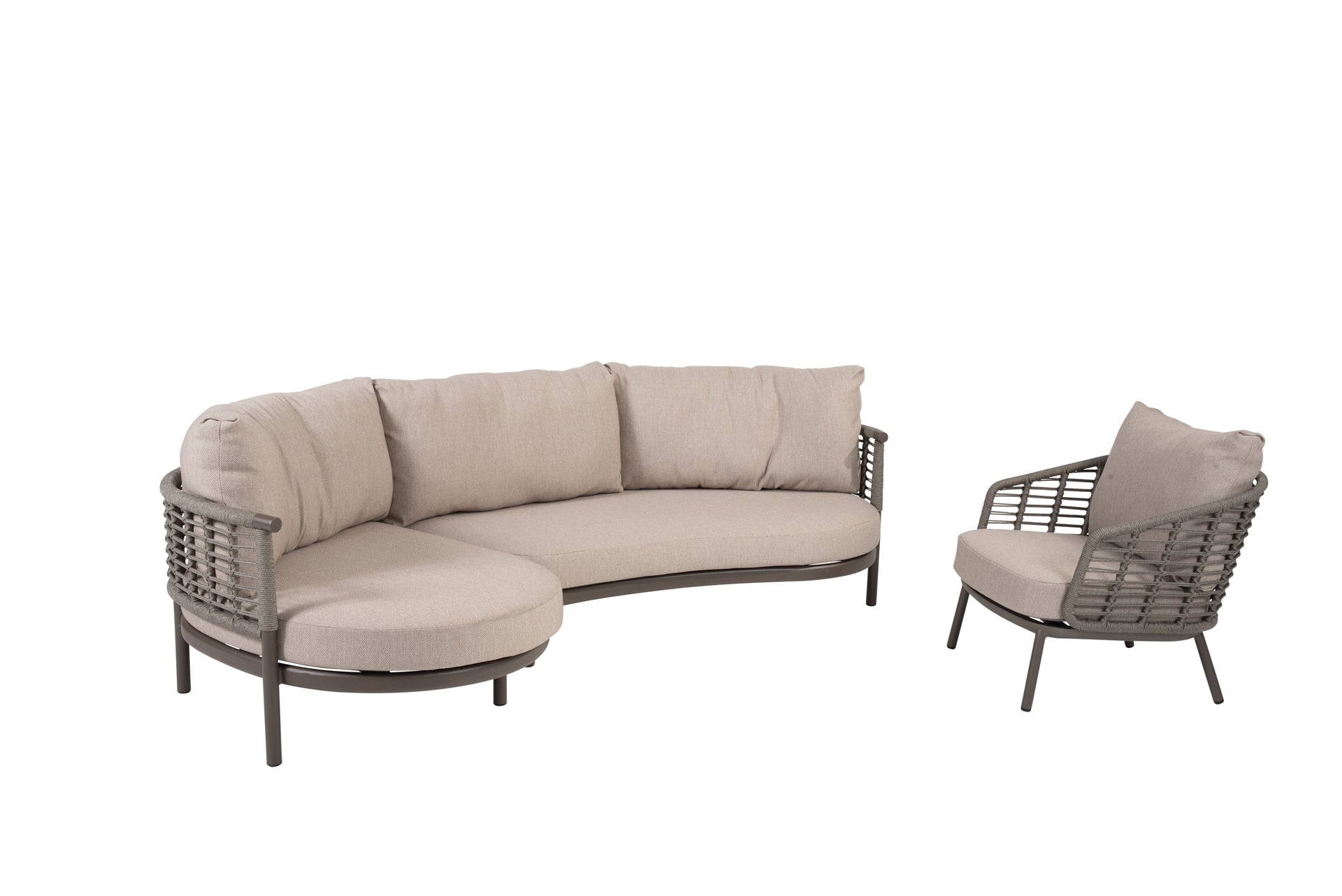 Puglia modular chaise longue terre with lounge chair - Complete Set