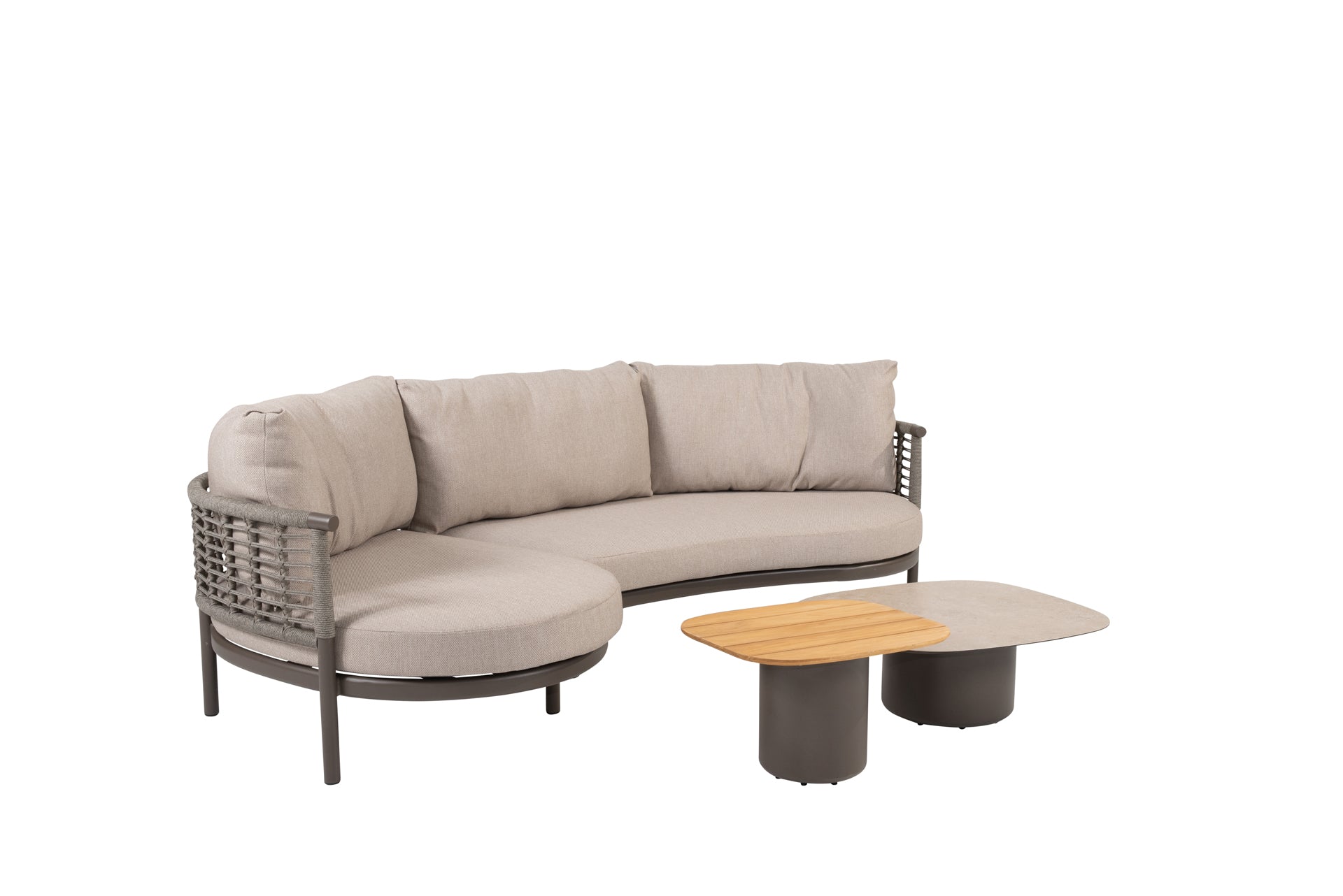 Puglia modular chaise longue terre with Demi tables - Complete Set