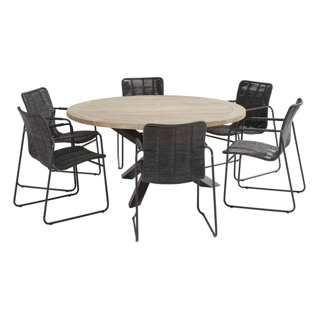 Taste 4SO Palma Dining Anthrazit + Louvre Teaktabelle 160 Ø cm