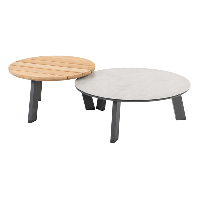 Taste 4SO Emma Set von 2 Kaffeetischen Anthrazit, 65 und 80 cm. Ø Keramik / Teakchen