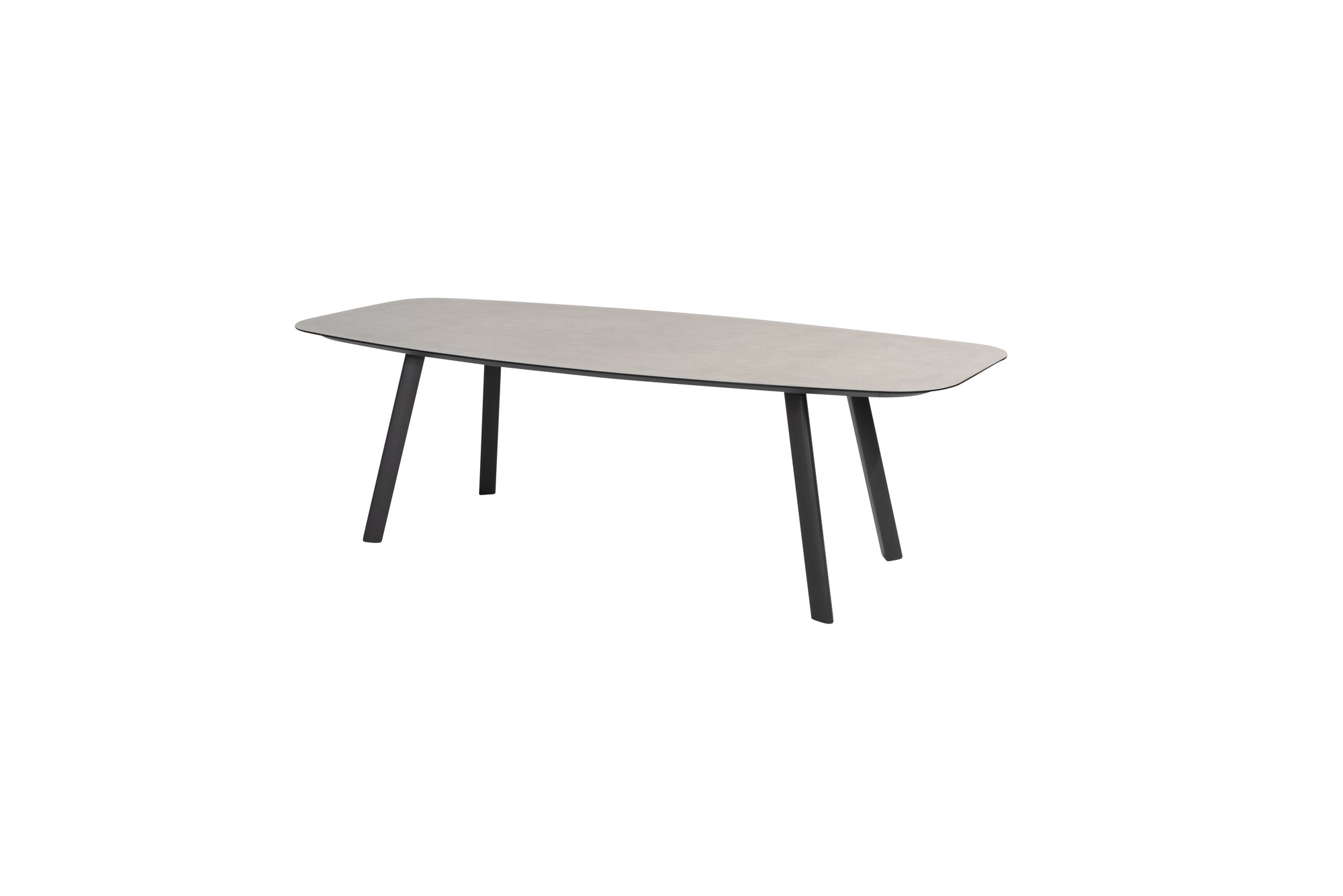 Manolo barrel shape dining table ceramic print 240x103cm Anthracite