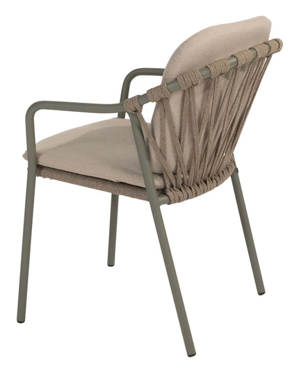 Taste 4SO Manitoba Stapelbares Essstuhl Olive + Prado Teaktabelle 130 Ø CM Teak -Basis