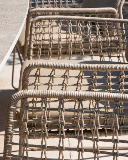 Taste 4SO Albano Essstuhl + Prado Tisch mit Keramik -Tisch -Top -Fass -Latte 240 cm