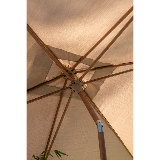 4 Seasons Outdoor Azzurro 300 cm. Ø Sand mit Holz Look -Rahmen