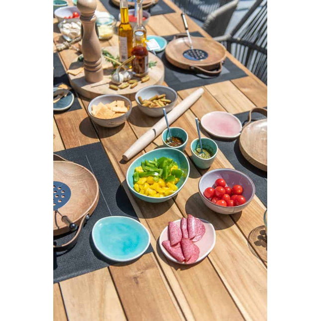 Taste 4SO Barista Dining Anthrazit + Basso Teaktabelle 240 cm