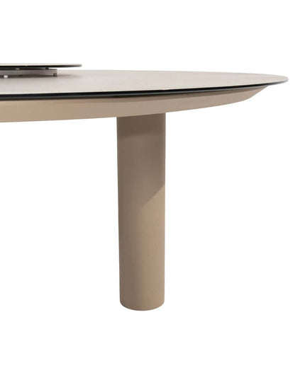 4 Seasons Outdoor Garden Set Comino Low Dining Chair + Taste 4SO Donato Low Esstisch Latte 160 cm Ø