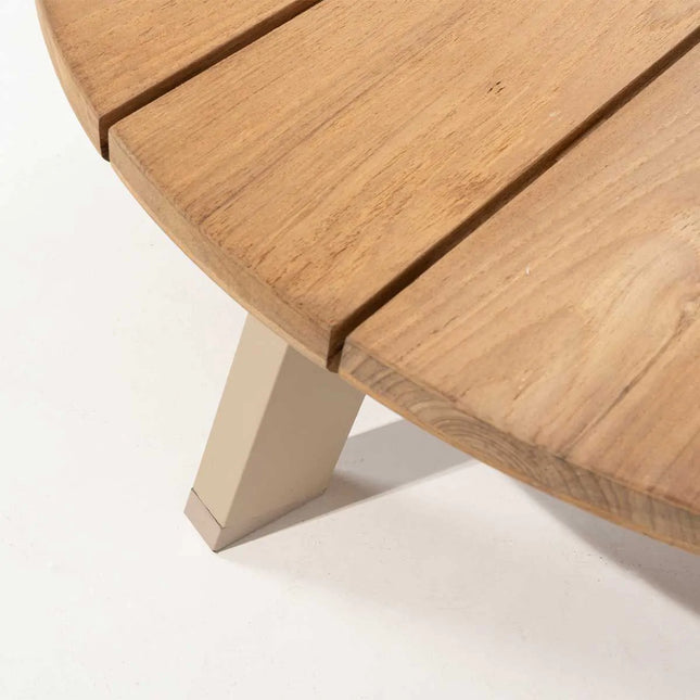 Taste 4SO Emma Set von 2 Kaffeetischen Latte, 65 und 80 cm. Ø gedruckte Keramik / Teak -Top