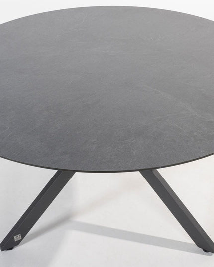 4 Seasons Outdoor Aprilla Dining Pure + Locarno Tisch HPL Slate Anthrazit 130 Ø cm