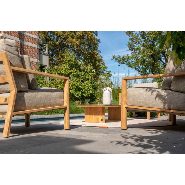 4 Seasons Outdoor Lucas Couchtisch Teak 120 x 60 x 30 cm. Mit Keramik -Terrazzo -Tischplatte