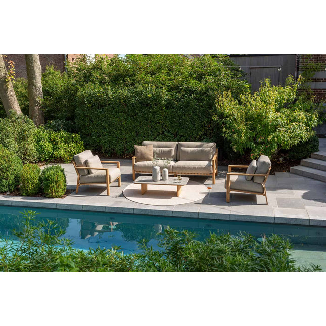 4 Seasons Outdoor Lucas Couchtisch Teak 120 x 60 x 30 cm. Mit Keramik -Terrazzo -Tischplatte