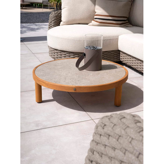 4 Seasons Outdoor Finn Couchtisch mit Keramiktisch Top 85 cm. Ø (H 25)